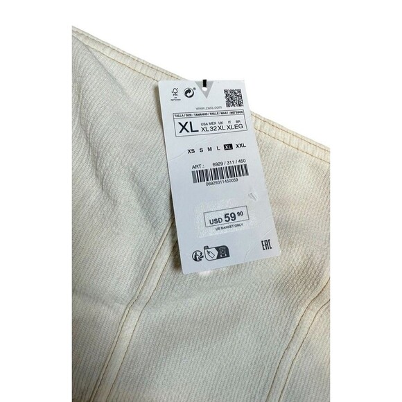 Zara Size XL Strapless Midi Sheath Dress Back Slit Textured Cream New 6929/311 - Picture 4 of 12